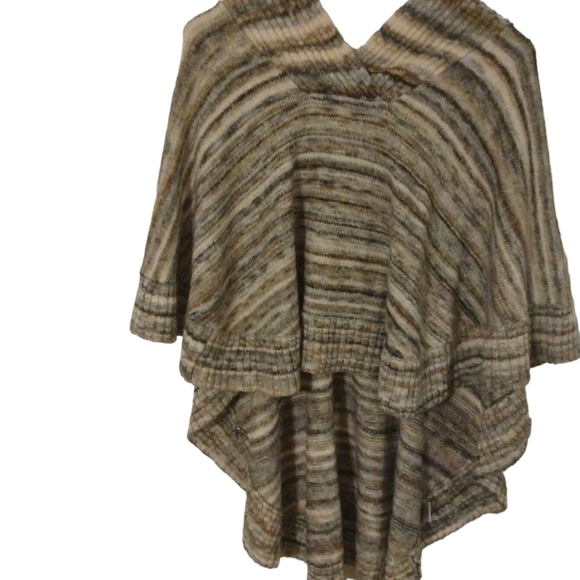 Leo & Nicole Wool (7%) Blend Sweater Poncho BoHo Hippie Earthy Colors Size S - Picture 1 of 10